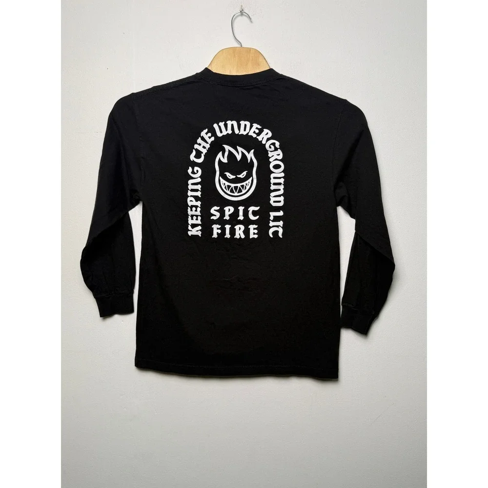 Spitfire Wheels Mens Black Long Sleeve Keeping The Underground Lit Shirt Large